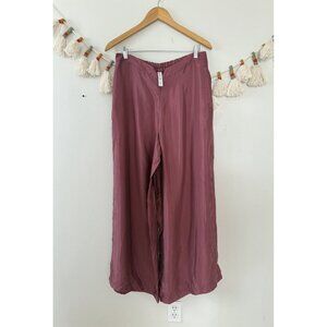 Athleta Calm Cool Relaxed Palazzo Pull On Satin Pant Berry Pink Lounge Sleepwear